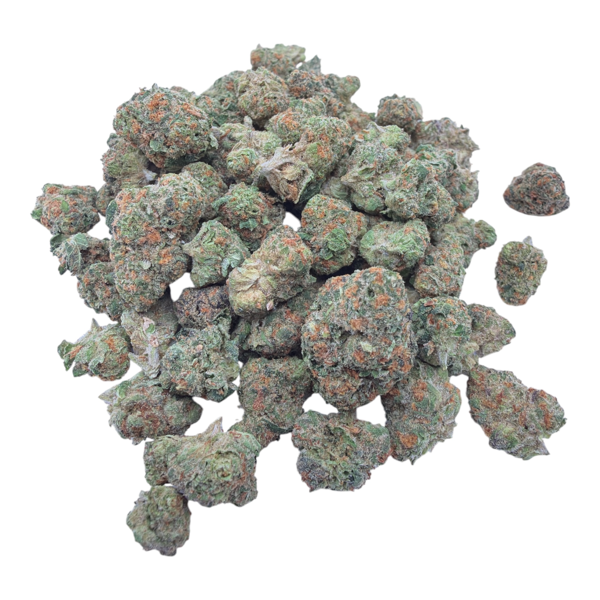 Pineapple Express Indoor Smalls THCA flower – isolated current-batch buds