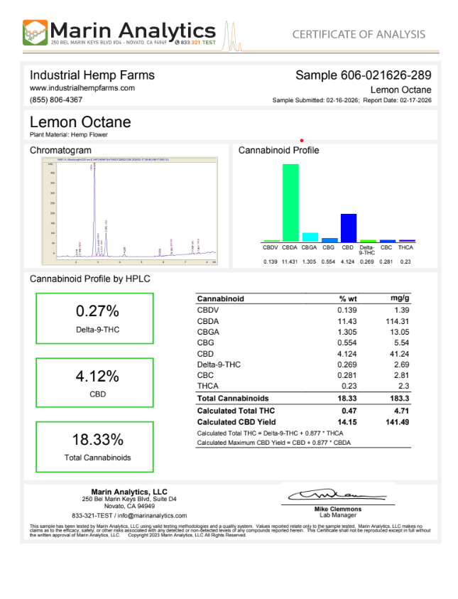 Lemon Octane coa 2026